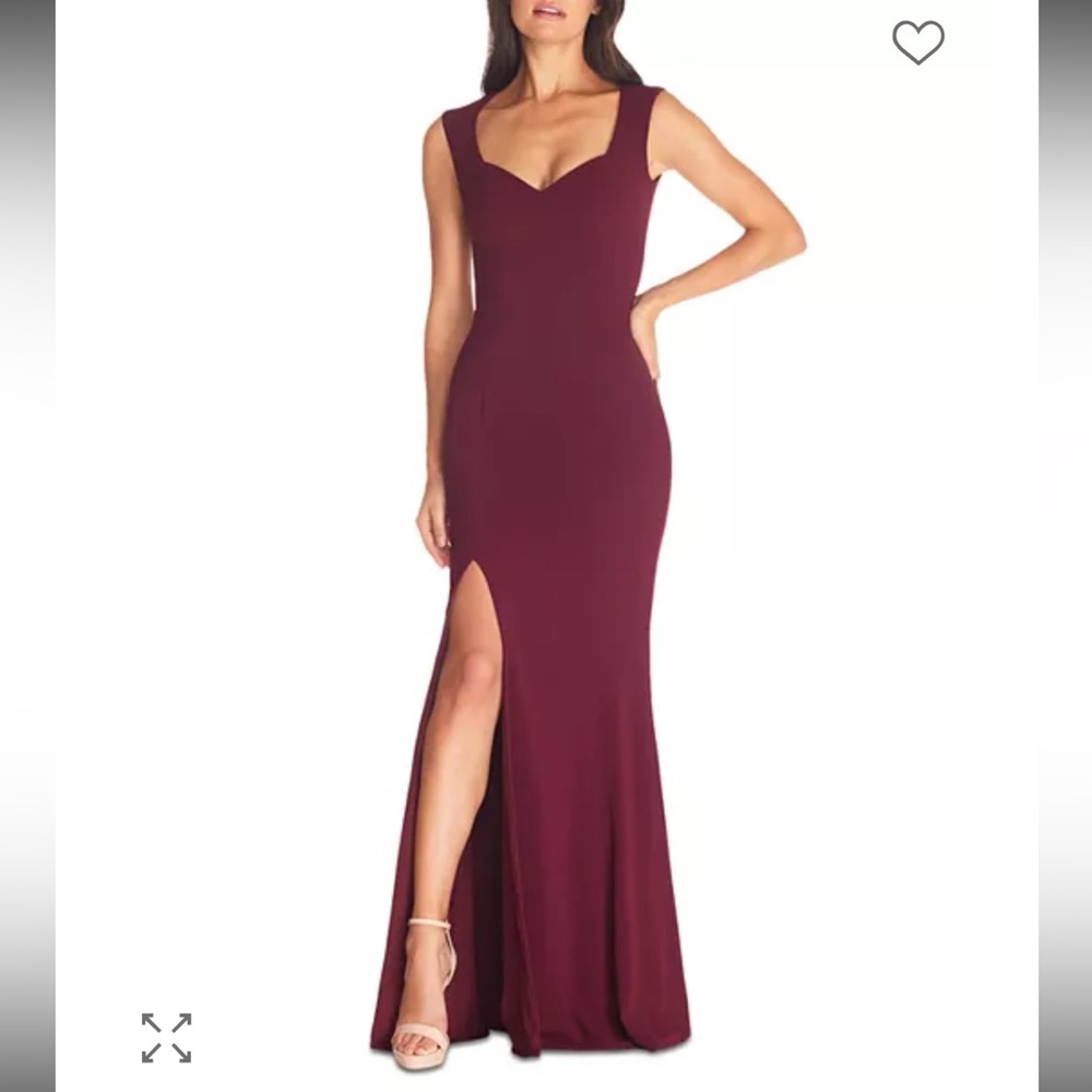 Dress the Population Monroe Sweetheart Neck Gown Burgundy maroon size small slit